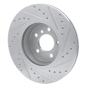 BMW 528I xDrive Brake Rotor (1) - Front Left - R1 Concepts - Drilled & Slotted - Silver - `11-`16